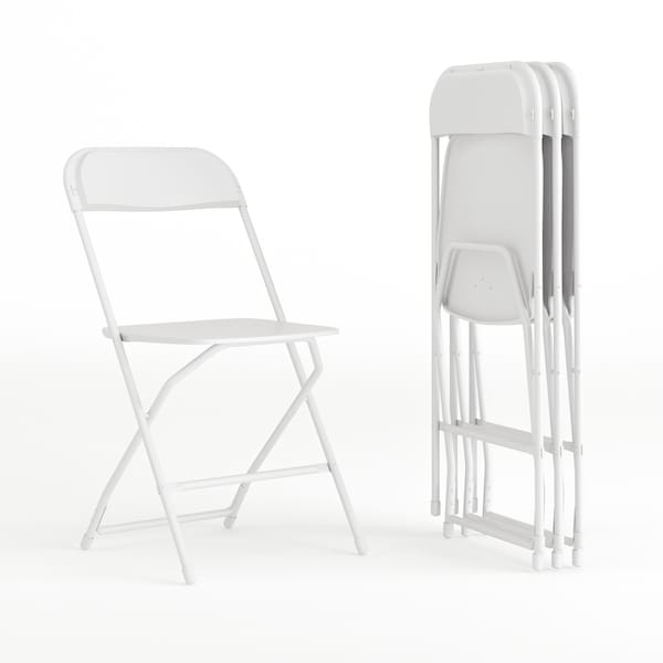 Flash Furniture Hercules Series Plastic Folding Chair White - 4 LB Weight Capacity Comfortable Event Chair-Lightweight Folding Chair, PK4 4-LE-L-3-WHITE-GG - main